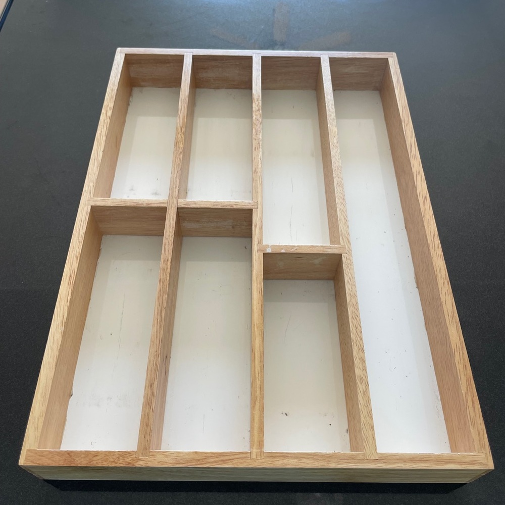 Large Natural Oak Wood Expandable Cutlery Tray Kitchen Drawer Organizer